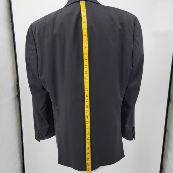 Calvin Klein Mens Black 100% Wool Satin Lapel Dbl Vent Formal Tuxedo Jacket 44R - Picture 5 of 13